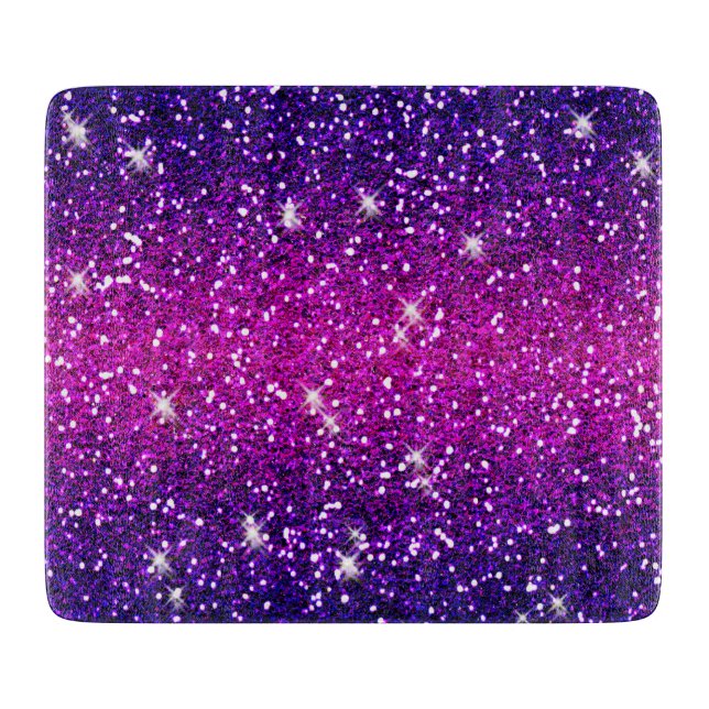 Planche À Découper Paillettes Étincelles Texture Violet Rose (Devant)