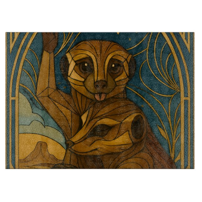 Planche À Découper Paire Meerkat Stylisée Sous Ciel Étoilé (Devant)