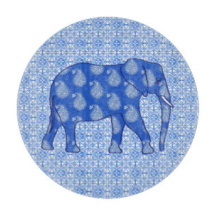 Planche À Découper Paisley éléphant - bleu cobalt et blanc