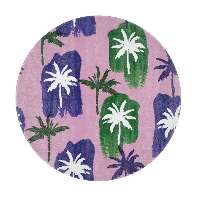 Planche À Découper Palme peinte, Vert bleu marine. (Devant)