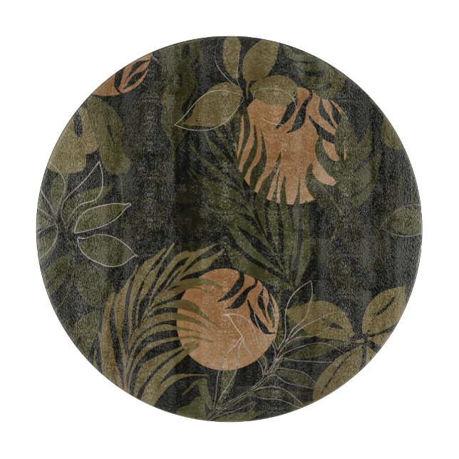 Planche À Découper Palmier de Lune Tropicale : Motif de nuit (Devant)