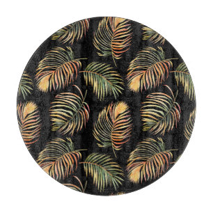 Planche À Découper Palmiers Gold-Green : Aquarelle Motif sans couture