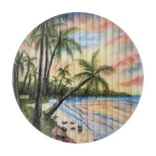 PLANCHE À DÉCOUPER PALMIERS TROPICAUX AVEUGLES DE PLAGE