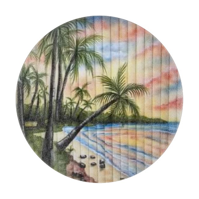 PLANCHE À DÉCOUPER PALMIERS TROPICAUX AVEUGLES DE PLAGE (Devant)