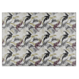 Planche À Découper Palmiers tropicaux, Ferne au vin et noir