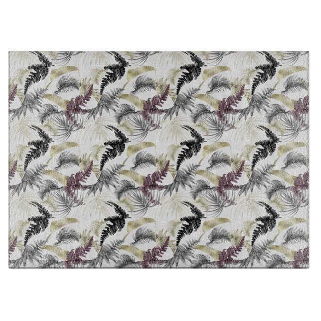 Planche À Découper Palmiers tropicaux, Ferne au vin et noir (Devant)