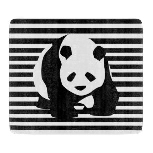Planche À Découper Panda et rayures noirs et blancs