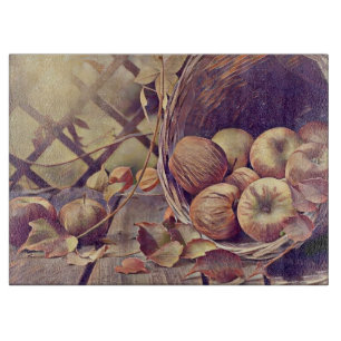 Planche À Découper Panier d'automne avec peinture de pommes de fruits