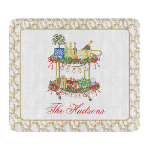 Planche À Découper Panier de champagne de Noël en aquarelle