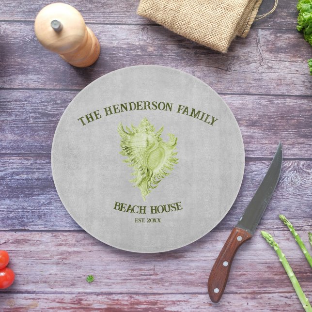 Planche À Découper Panneau de découpe de coquille à cône vert (Green Conch Shell Personalized Cutting Board)