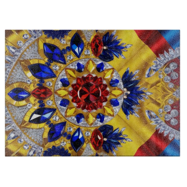 Planche À Découper Panneau de découpe en verre avec couleurs roumaine (Devant)