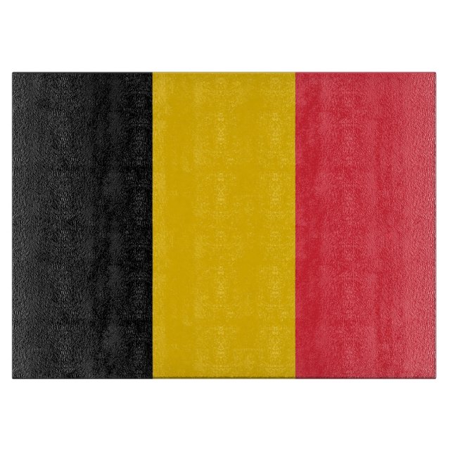 Planche À Découper Panneau de découpe en verre avec Drapeau de Belgiq (Devant)