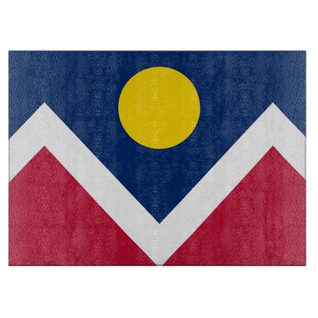 Planche À Découper Panneau de découpe en verre avec Drapeau de Denver (Devant)