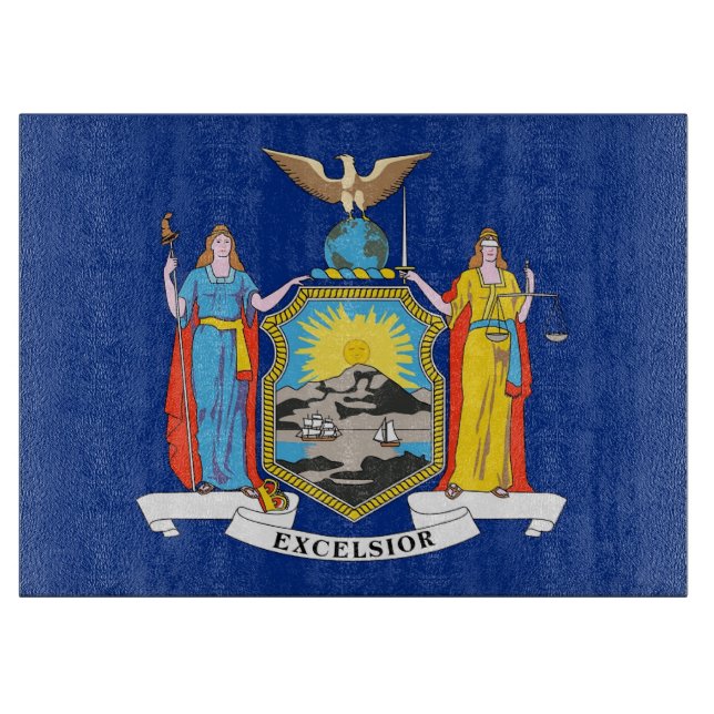 Planche À Découper Panneau de découpe en verre avec Drapeau de New Yo (Devant)