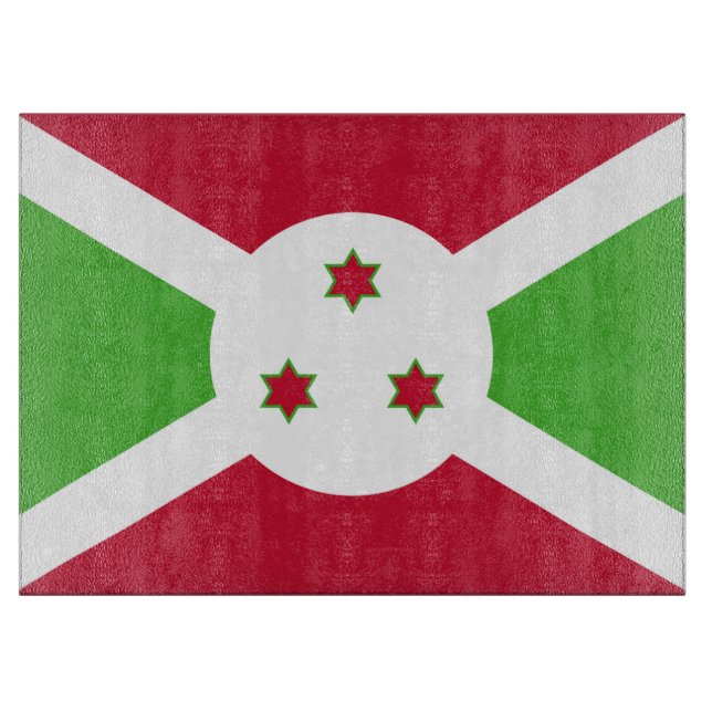 Planche À Découper Panneau de découpe en verre avec Drapeau du Burund (Devant)