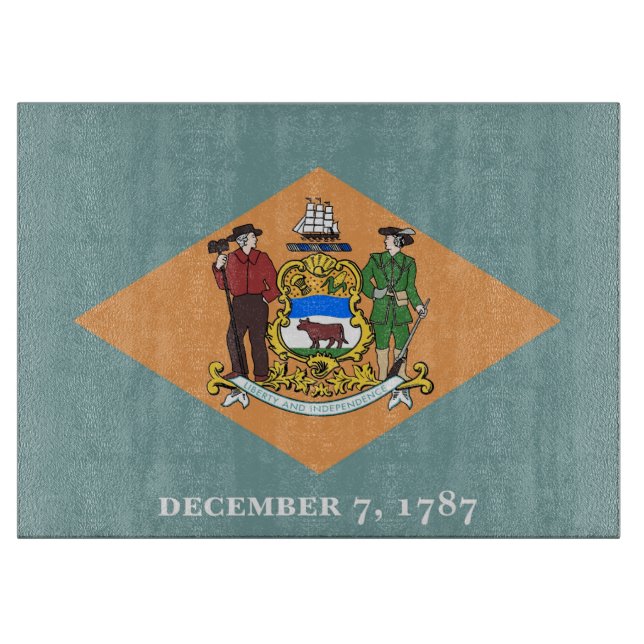 Planche À Découper Panneau de découpe en verre avec Drapeau du Delawa (Devant)