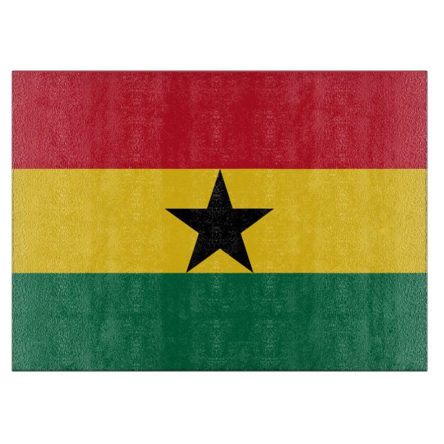 Planche À Découper Panneau de découpe en verre avec Drapeau du Ghana (Devant)