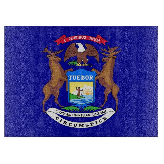 Planche À Découper Panneau de découpe en verre avec Drapeau du Michig (Devant)