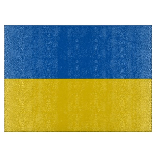Planche À Découper Panneau de découpe en verre avec Drapeau d'Ukraine (Devant)