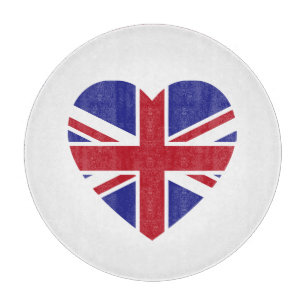 Planche À Découper Panneau de découpe en verre cardiaque Union Jack