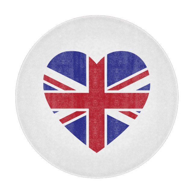 Planche À Découper Panneau de découpe en verre cardiaque Union Jack (Devant)