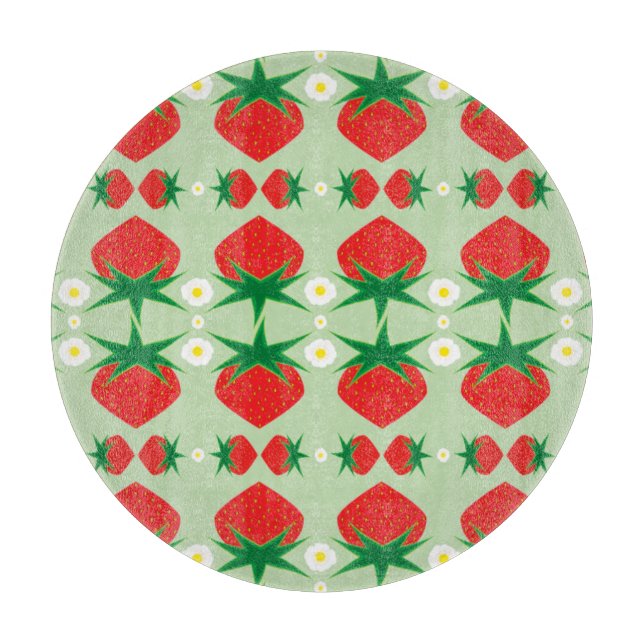 Planche À Découper Panneau de découpe en verre de fraise (Devant)
