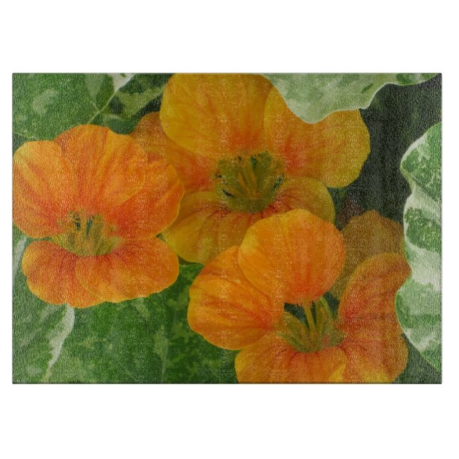Planche À Découper Panneau de découpe en verre de Nasturtium (Devant)