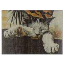 Panneau de découpe en verre décoratif de chat 15"