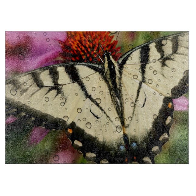 Planche À Découper Panneau de découpe en verre papillon (Devant)