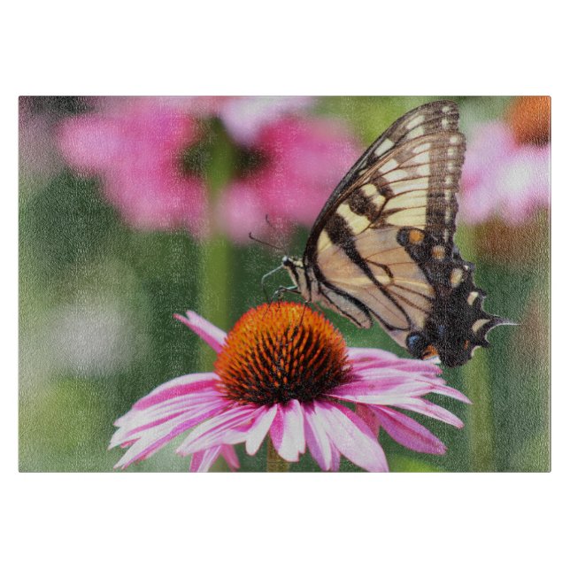 Planche À Découper Panneau de découpe en verre papillon (Devant)
