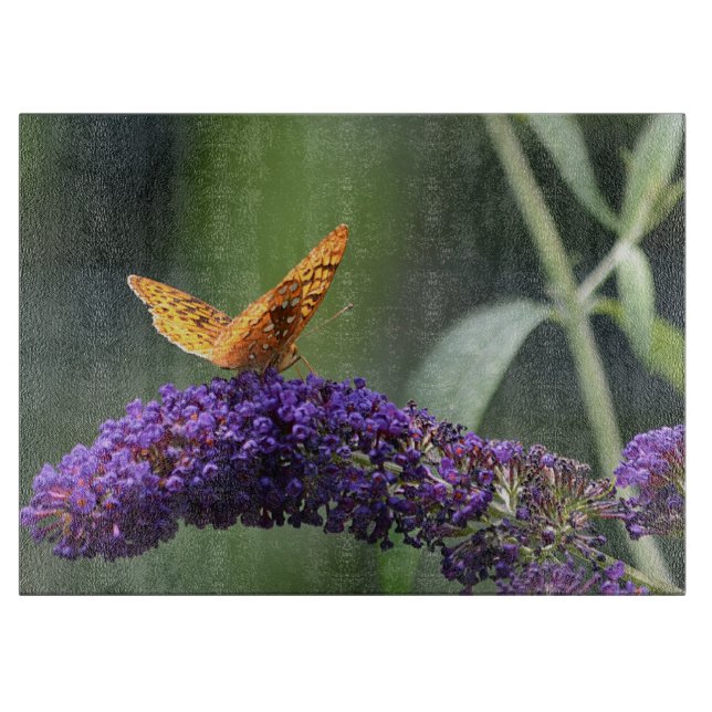 Planche À Découper Panneau de découpe en verre papillon (Devant)
