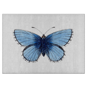Planche À Découper Panneau de découpe en verre - Papillon bleu