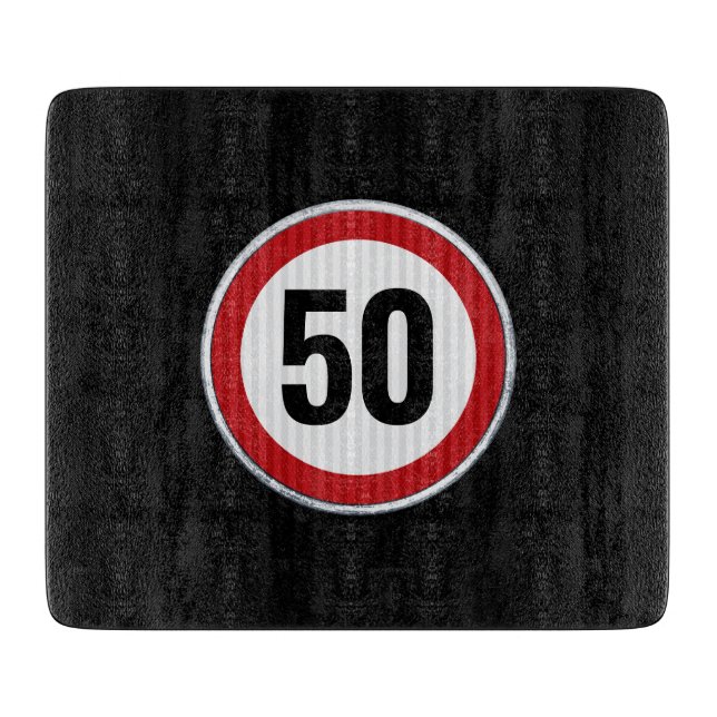 Planche À Découper Panneau de limitation de vitesse pour 50e annivers (Devant)