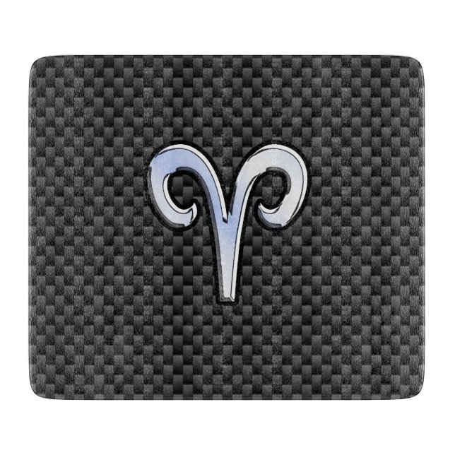 Planche À Découper Panneau Zodiac Silver Aries Black Carbon Fibre Pri (Devant)