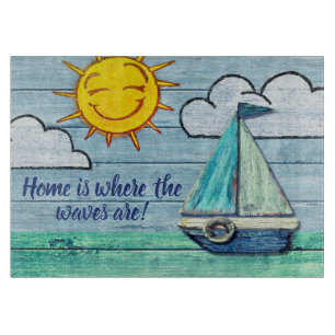 Planche À Découper Panneaux de verre Conception de la plage de Driftw