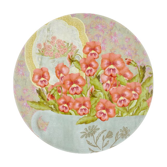 Planche À Découper Pansies dans un bol (Devant)