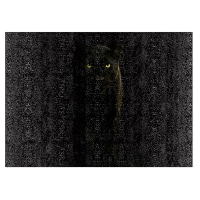 Planche À Découper Panthère noire Black 4 Luxe Glass board (Devant)