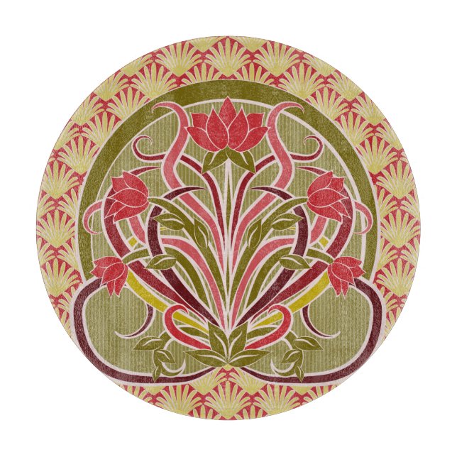 Planche À Découper Papier peint à fleurs Art Nouveau. (Devant)