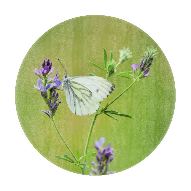 Planche À Découper Papillon Blanc à Veines Vertes (Devant)