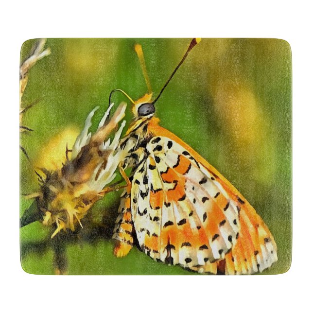 Planche À Découper Papillon blanc et orange du Fritillaire tacheté (Devant)