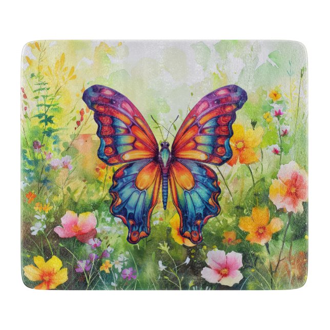 Planche À Découper Papillon Bleu Orange ailes (Devant)