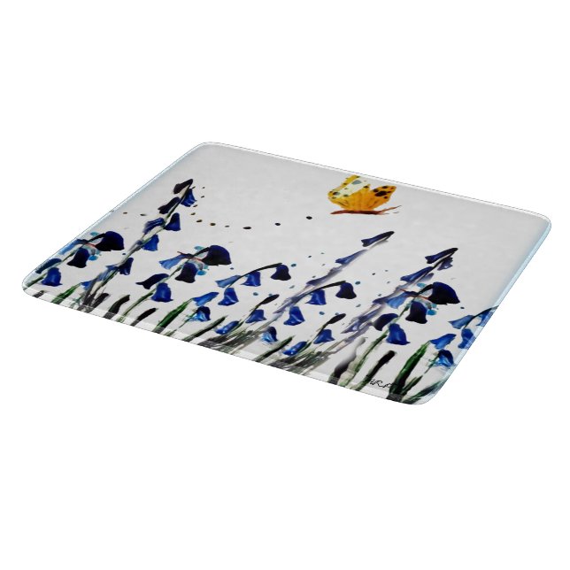 Planche À Découper Papillon bleu printemps Floral (Coin)