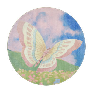 Planche À Découper Papillon dans un champ de fleurs peinture