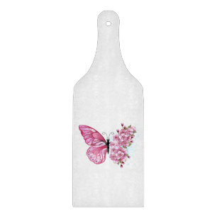 Planche À Découper Papillon de fleurs avec Sakura rose