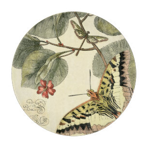 Planche À Découper Papillon et libellule à fleurs rouges