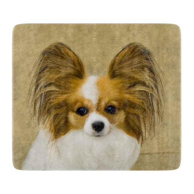 Planche À Découper Papillon (Hound Tri) Peinture - Art Chien original (Devant)