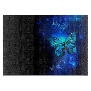 Planche À Découper Papillon Morpho sur fond sombre