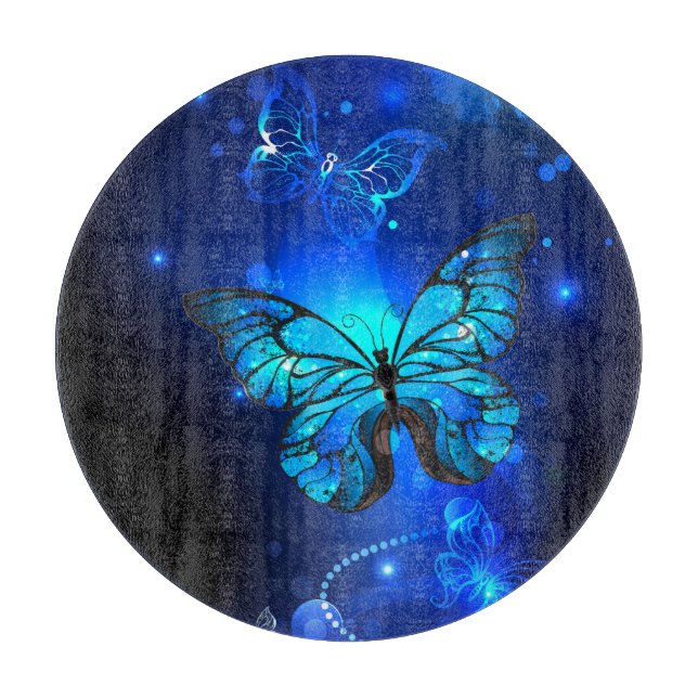 Planche À Découper Papillon Morpho sur fond sombre (Devant)