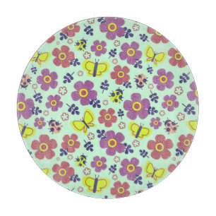 Planche À Découper Papillons, coccinelles, fleurs et feuilles