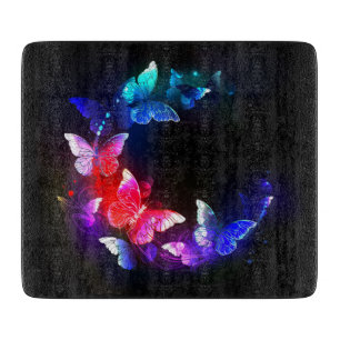 Planche À Découper Papillons de nuit Neon brillants sur arrière - pla
